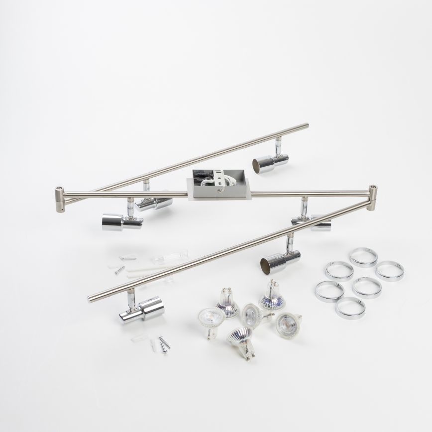 LED Spotlight 6x GU10 / 5W / 230V – Polished Chrome