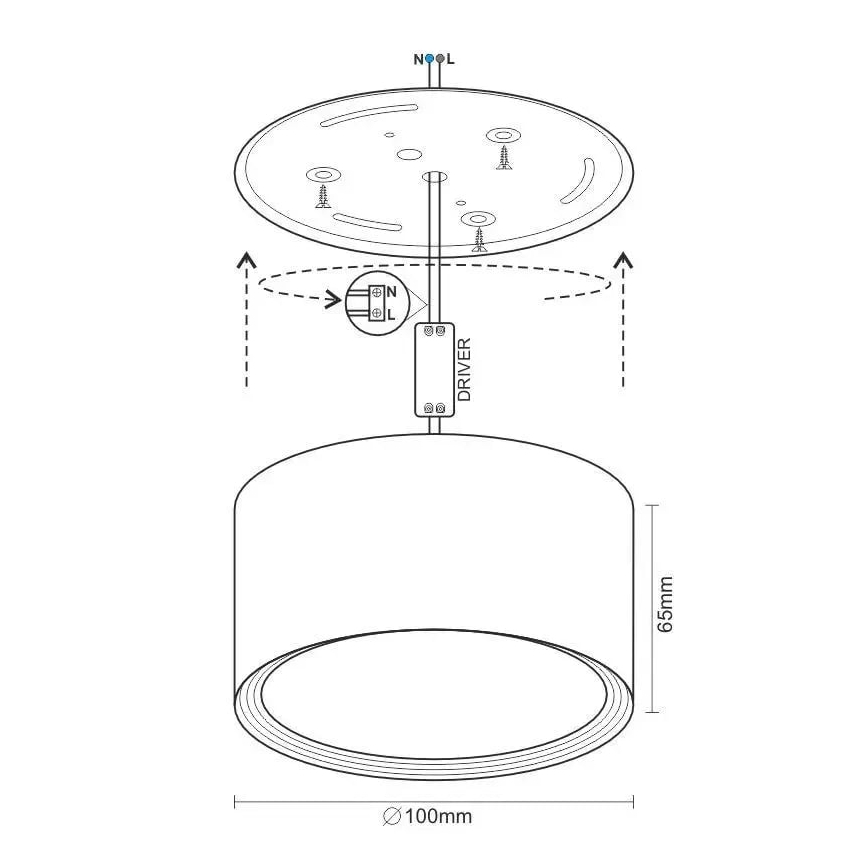 LED Spotlight LED/12W/230V 4000K d. 10 cm white