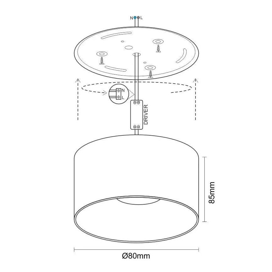 LED Spotlight LED/12W/230V 4000K d. 8 cm white