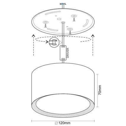 LED Spotlight LED/14W/230V 4000K d. 12 cm black