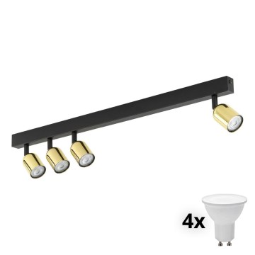 LED Spotlight TOP 4x GU10/10W/230V Black/Gold