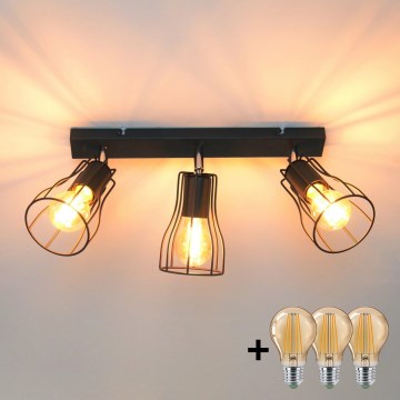 LED Spotlight TUBE II 3xE27/15W/230V black