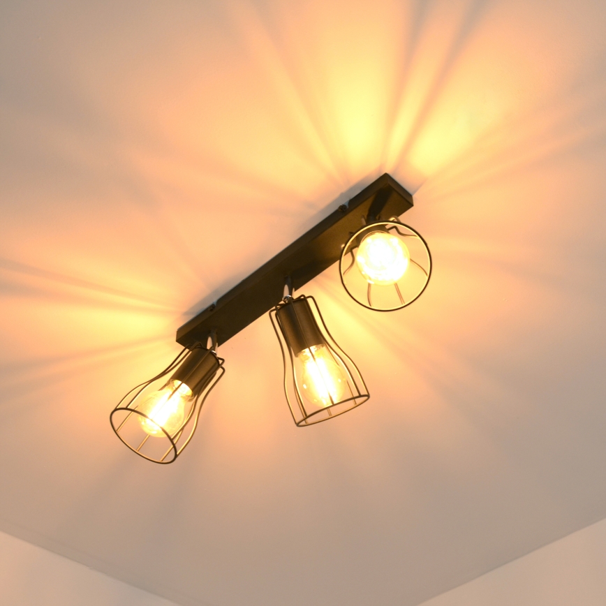 LED Spotlight TUBE II 3xE27/15W/230V black