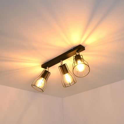 LED Spotlight TUBE II 3xE27/15W/230V black
