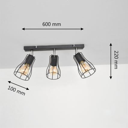 LED Spotlight TUBE II 3xE27/15W/230V black