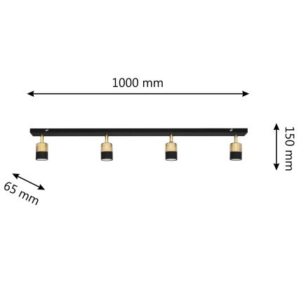 LED Spotlight TUBSSON 4xGU10/4,8W/230V black/gold