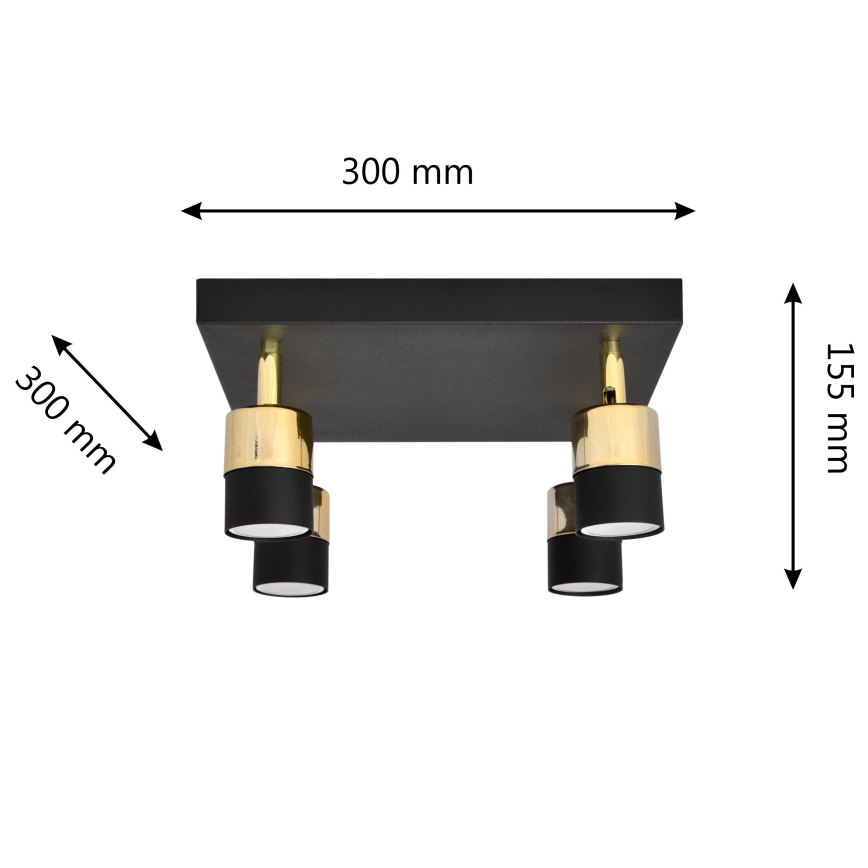 LED Spotlight TUBSSON 4xGU10/4,8W/230V black/gold