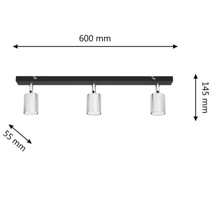 LED Spotlight TUNE 3xGU10/4,8W/230V matte chrome/black