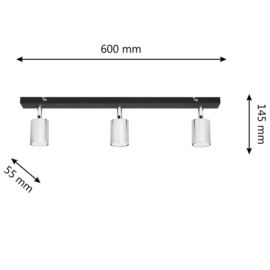 LED Spotlight TUNE 3xGU10/4,8W/230V matte chrome/black