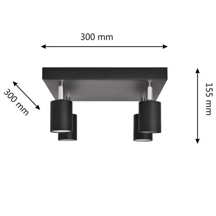 LED Spotlight TUNE 4xGU10/4,8W/230V black