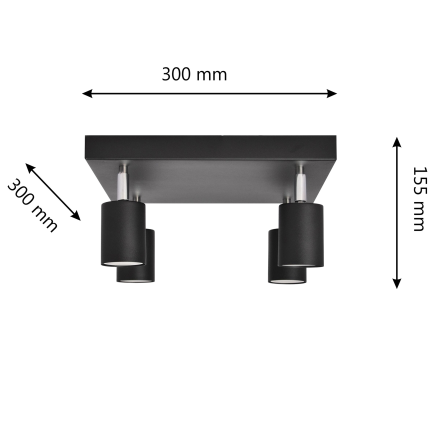 LED Spotlight TUNE 4xGU10/4,8W/230V black