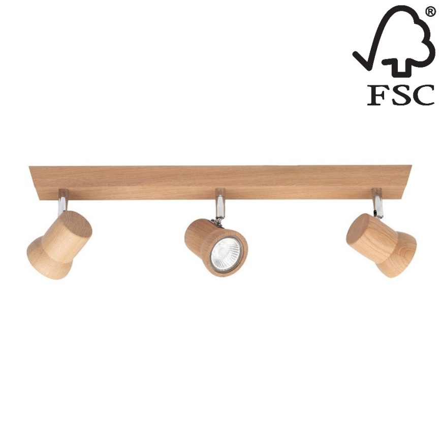 LED Spotlight VENLA 3xGU10/5W/230V oak - FSC certified