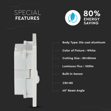 LED Staircase light with a motion sensor LED/3W/230V 4000K white