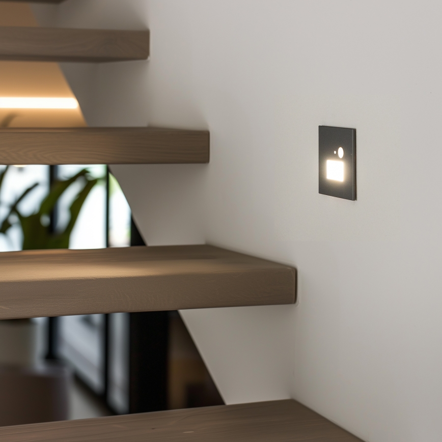 LED Staircase Light with Motion and Dusk Sensor LED/1.5W/230V 3000/4000/6000K Silver