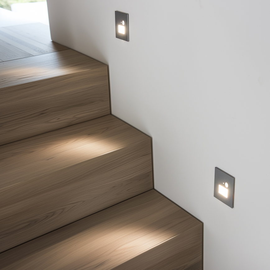 LED Staircase Light with Motion and Dusk Sensor LED/1.5W/230V 3000/4000/6000K Silver