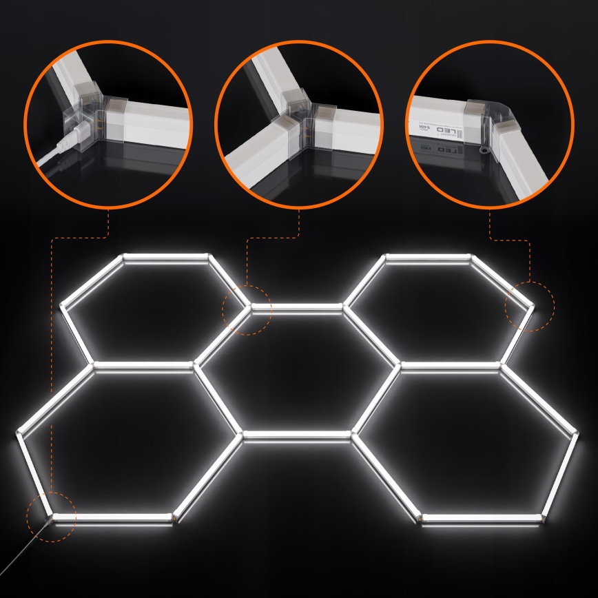 Dimmable LED ceiling light HEXAGON LED/192W/85-265V 5000K 160x221 cm CRI 90 IP54 white
