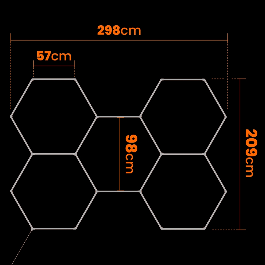 Dimmable LED ceiling light HEXAGON LED/240W/85-265V 5000K 298x209 cm CRI 90 IP54 white