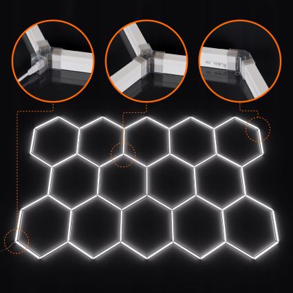 HEXAGON Dimmable LED ceiling light LED/456W/85-265V 5000K 234x420 cm CRI 90 IP54 white