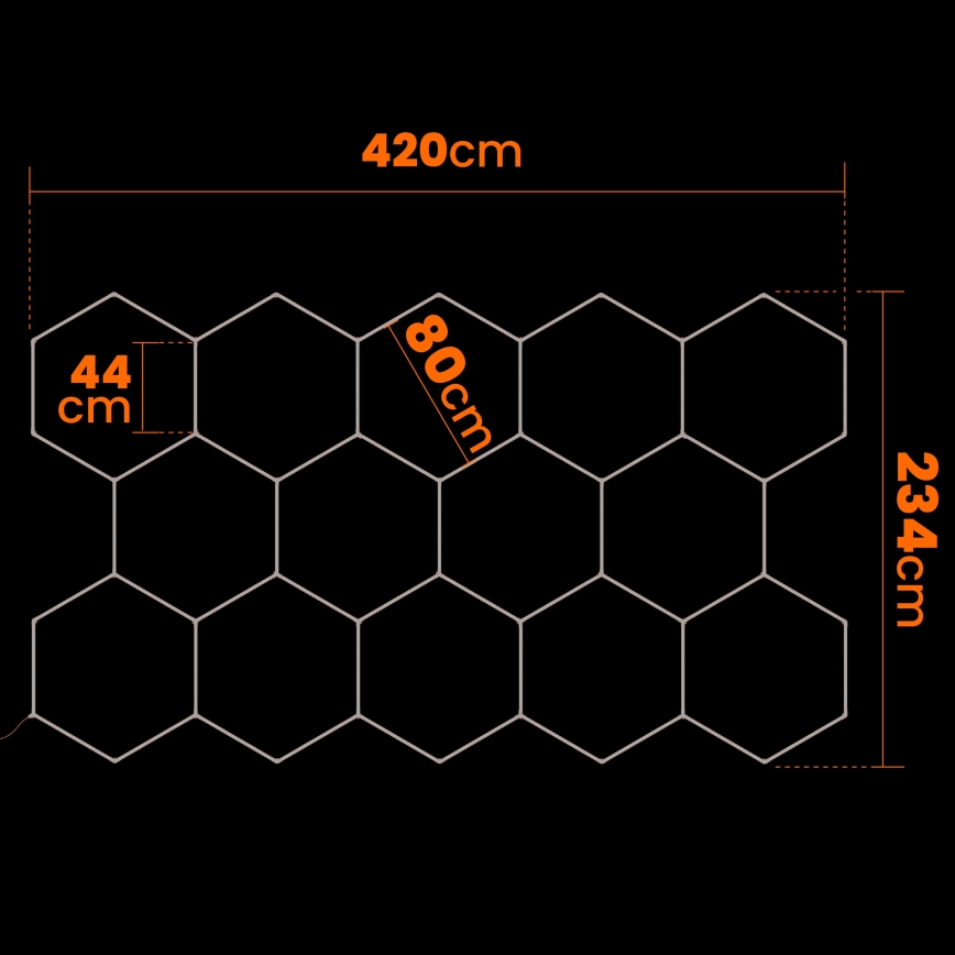 HEXAGON Dimmable LED ceiling light LED/456W/85-265V 5000K 234x420 cm CRI 90 IP54 white