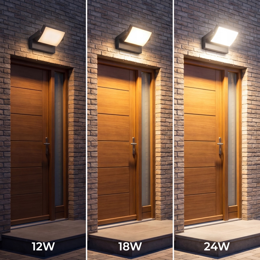 Dimmable LED outdoor wall light LED/12/18/24W/230V 3000/4000/6500K IP54 black