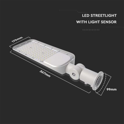 LED Street lamp with a dusk sensor SAMSUNG CHIP LED/100W/230V 6500K IP65 grey