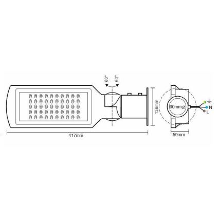 LED Street lamp with a sensor LED/50W/170-400V IP65