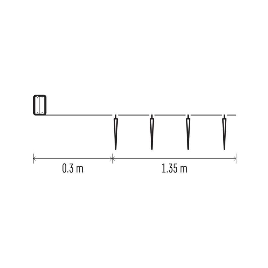 LED  string 10xLED/2xAA 1,65m