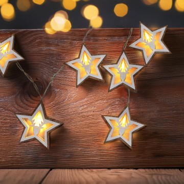 LED string light, 10 LEDs, battery-powered (2×AA), 1.8 m, warm white