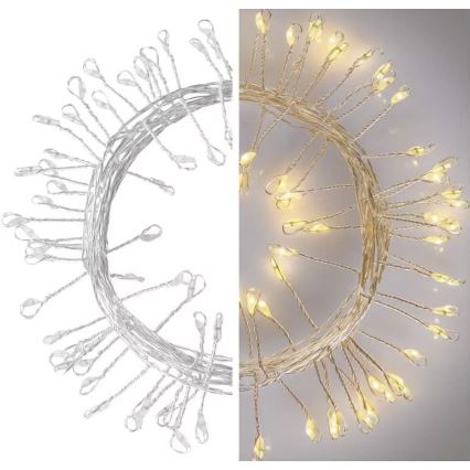 LED string lights 100xLED/3xAA 2.7m warm white