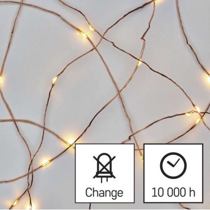 LED string lights, 20 LEDs / 2.4 m, warm white