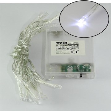 LED string lights, 20 LEDs, 2 modes, 2.4 m, cool white