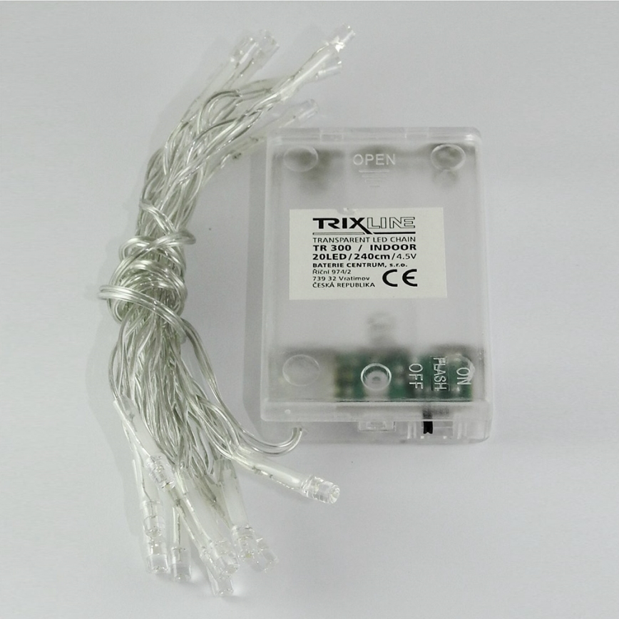 LED string lights, 20 LEDs, 2 modes, 2.4 m, cool white