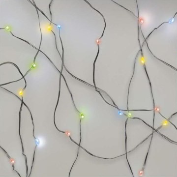 LED string lights, 20 LEDs, 2×AA, 2.4 m, multicolor