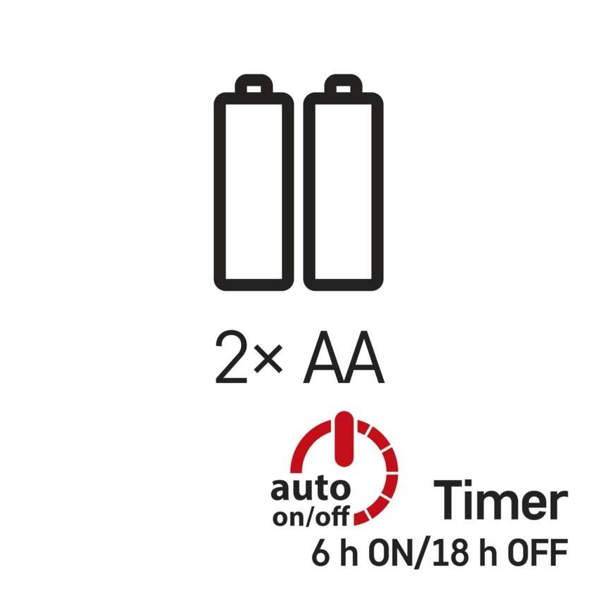 LED string lights, 20 LEDs, 2×AA, 2.4 m, multicolor