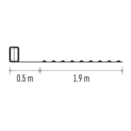 LED string lights, 20 LEDs, 2×AA, 2.4 m, multicolor