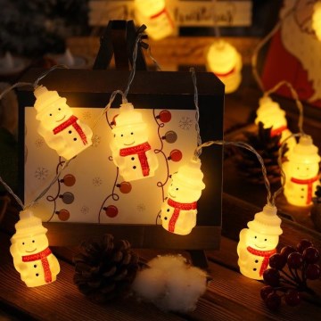 LED string lights 20 LEDs/3×AA/warm white 3.3 m snowmen