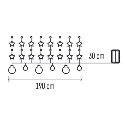 LED string lights, 20 LEDs, battery-powered (2x AA), 2.2 m, warm white