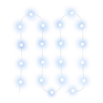 LED string lights, 20 LEDs, battery powered (2×AA), 2.3 m, cool white