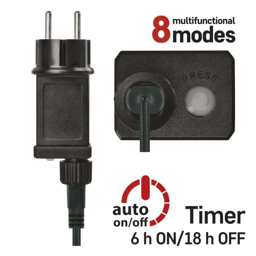 LED String Lights, 200 LEDs / 8 Modes, 25 m, IP44, Multicolor