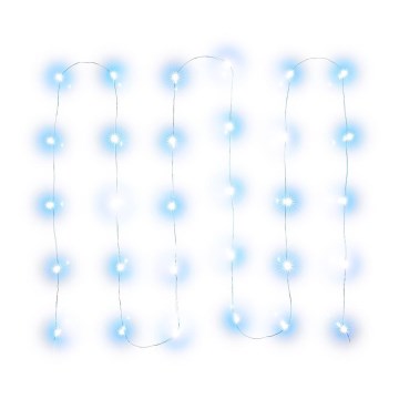 LED string lights, 30 LEDs, battery-powered (3×AA), 3.3 m, cool white