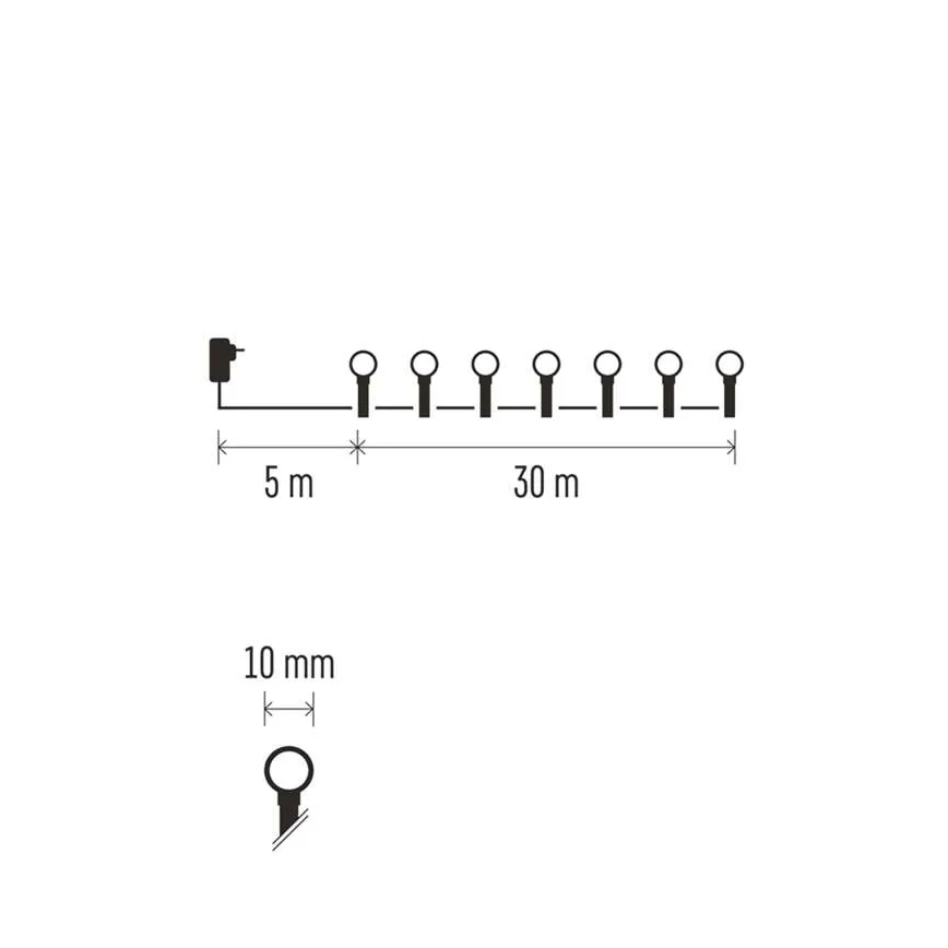 LED String Lights, 300 LEDs / 8 Functions, 35 m, IP44, Warm White