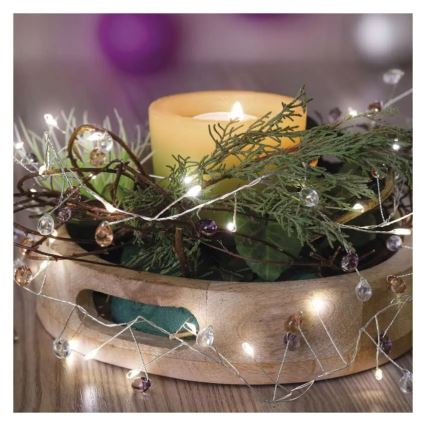 LED string lights 40 LEDs / 3×AA, 1.5 m, warm white