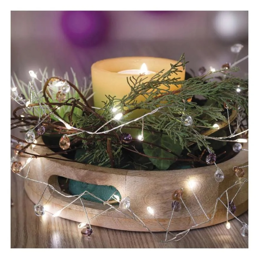 LED string lights 40 LEDs / 3×AA, 1.5 m, warm white