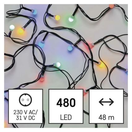 LED string lights 480 LEDs / 8 functions, 53 m, IP44, multicolor