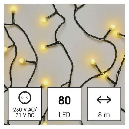 LED string lights 80 LEDs/230V/8 modes 13m IP44 warm white
