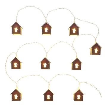 LED string lights — 10 LEDs, battery-powered (2×AA), 2.3 m, warm white