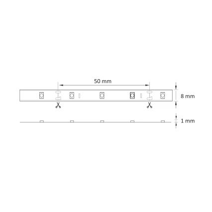 LED Strip 5m LED/10W/12V IP20 6,500K