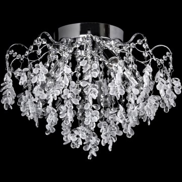 LED Surface-mounted ceiling light 4xE27/60W/230V + 4xLED/3W Ø 40 cm polished chrome