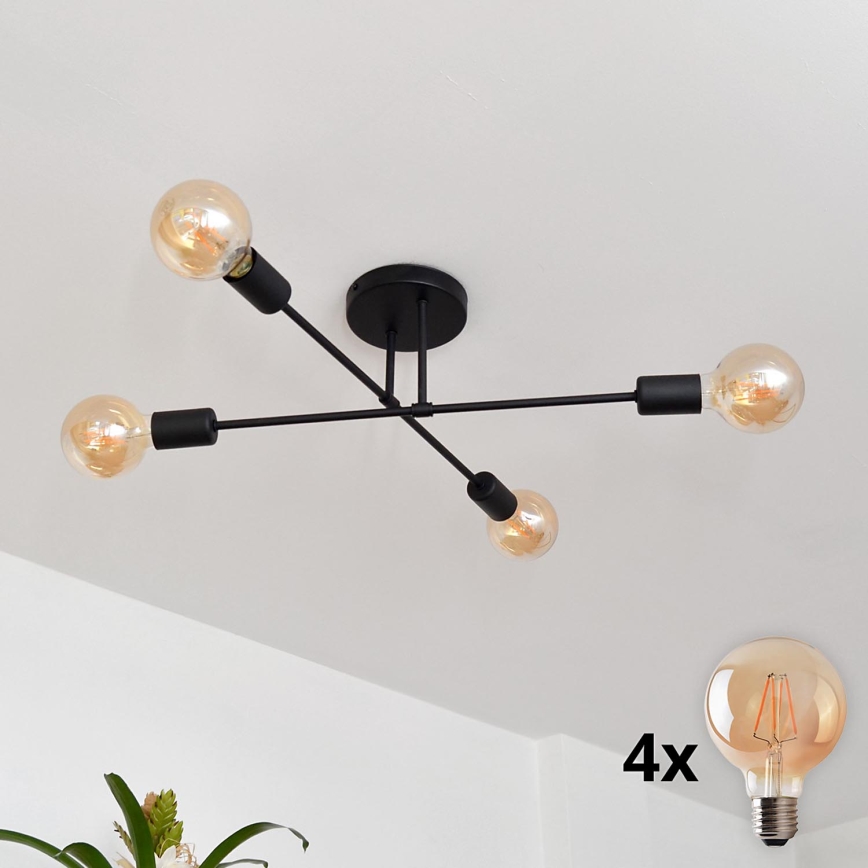 LED Surface-mounted chandelier CAMBRIDGE 4xE27/8W/230V black