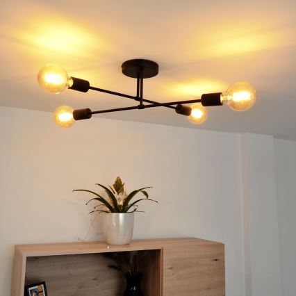 LED Surface-mounted chandelier CAMBRIDGE 4xE27/8W/230V black